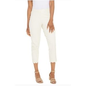 Isaac Mizrahi Petite 24/7 Stretch Crop Pants w/ Scallop Hem 2P New A308000